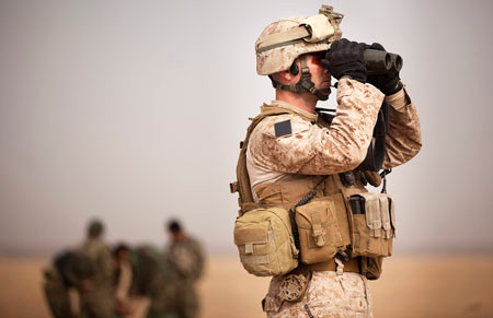 US Marine determines target placement at a target range in Afghanistan Poster Print by Stocktrek Images - Item # VARPSTSTK105930M