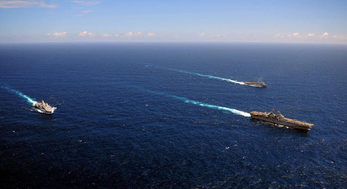 USS Boxer, USS Comstock and USS Green Bay transit the Indian Ocean Poster Print by Stocktrek Images - Item # VARPSTSTK104803M