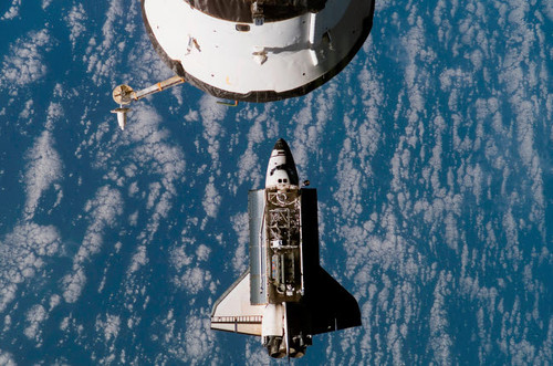 Space Shuttle Atlantis approaching the International Space Station Poster Print by Stocktrek Images - Item # VARPSTSTK201614S