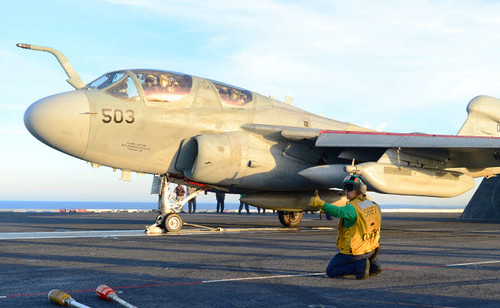 An EA-6B Prowler prepares to launch from the flight deck of USS Ronald Reagan Poster Print by Stocktrek Images - Item # VARPSTSTK108100M