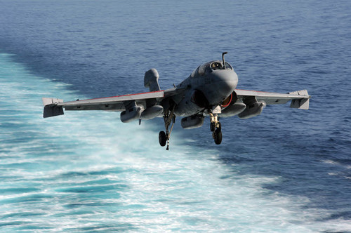 An EA-6B Prowler lands aboard the aircraft carrier USS John C Stennis Poster Print by Stocktrek Images - Item # VARPSTSTK106952M