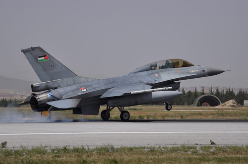 A Royal Jordanian Air Force F-16AM aircraft landing at Konya Air Base, Turkey Poster Print by Giorgio Ciarini/Stocktrek Images - Item # VARPSTGRC100029M