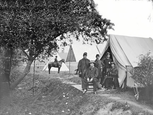 Group of American Civil War Officers at their encampment Poster Print by Stocktrek Images - Item # VARPSTSTK500008A