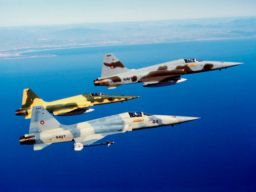 Three F-5E Tiger II fighter aircraft in flight Poster Print by Dave Baranek/Stocktrek Images - Item # VARPSTDBR100009M