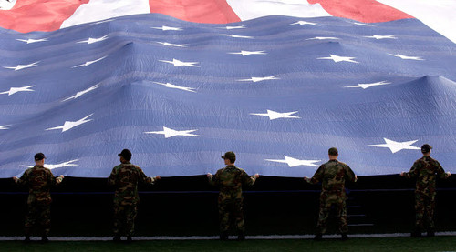 Airmen present the American Flag during the National Anthem Poster Print by Stocktrek Images - Item # VARPSTSTK102089M