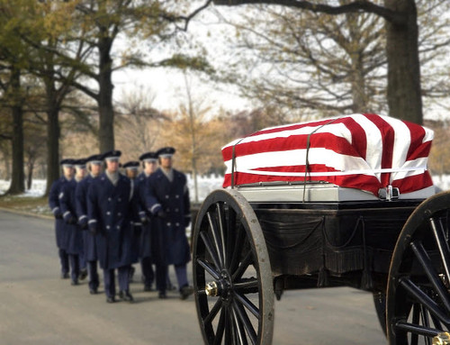 US Air Force Honor Guardsmen lead the caisson carrying the remains of two airmen Poster Print by Stocktrek Images - Item # VARPSTSTK100263M