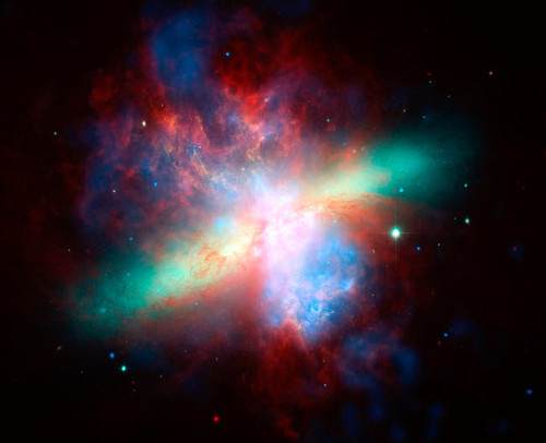 False-colored view of the Messier 82 galaxy Poster Print by Stocktrek Images - Item # VARPSTSTK201259S