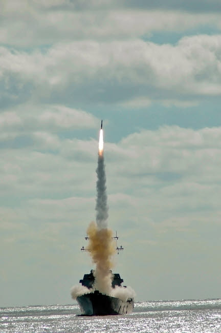 Guided missile destroyer USS Bainbridge conducting a missile exercise Poster Print by Stocktrek Images - Item # VARPSTSTK101007M