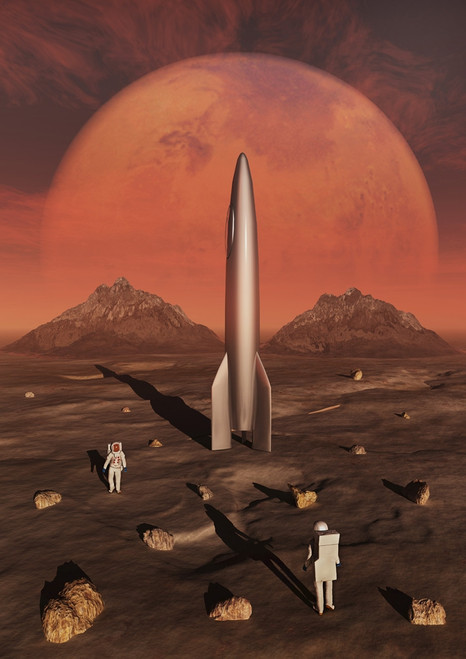 Astronauts exploring the moon of planet Mars Poster Print by Mark Stevenson/Stocktrek Images - Item # VARPSTMAS200176S