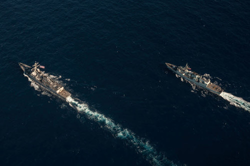 USS Stockdale and the Canadian frigate HMCS Regina Poster Print by Stocktrek Images - Item # VARPSTSTK106804M