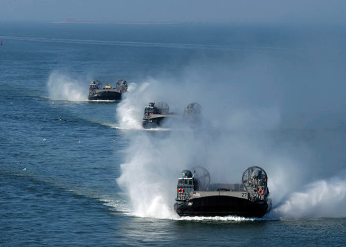 Three Landing Craft Air Cushions hovercraft Poster Print by Stocktrek Images - Item # VARPSTSTK100725M