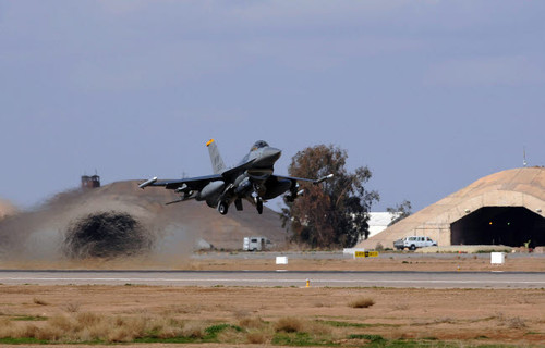 An F-16 Fighting Falcon takes off from Balad Air Base, Iraq Poster Print by Stocktrek Images - Item # VARPSTSTK102265M