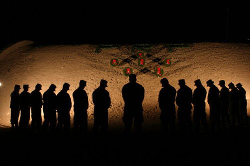 US Marines bowing their heads in silence in honor of fallen comrades Poster Print by Stocktrek Images - Item # VARPSTSTK103192M