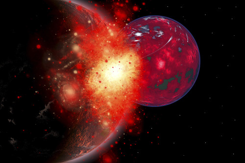 Two planets crashing into each other Poster Print by Mark Stevenson/Stocktrek Images - Item # VARPSTMAS200159S