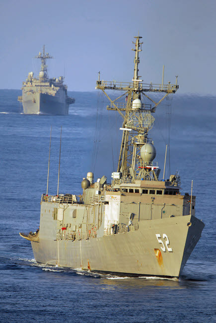 Guided missile frigate USS Carr and dock landing ship USS Gunston Hall Poster Print by Stocktrek Images - Item # VARPSTSTK102450M