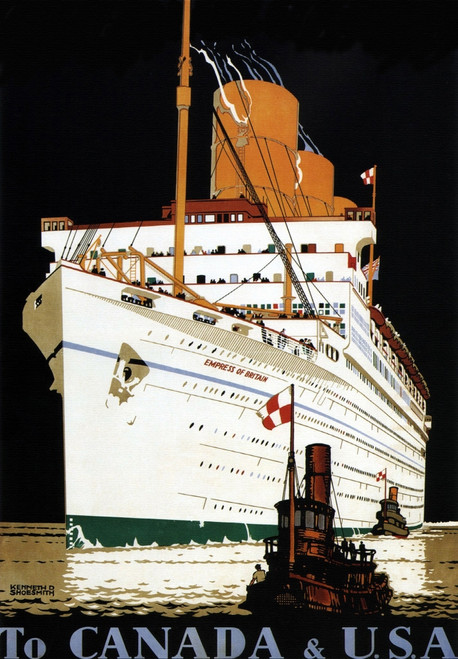 Three Funnel Liner .  Image taken from a Canadian Pacific travel poster of the steamship era. Poster Print by unknown - Item # VARBLL0587386932