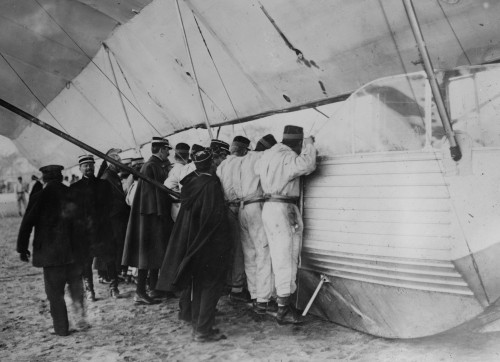 French soldiers examining Zeppelin at Luneville Poster Print