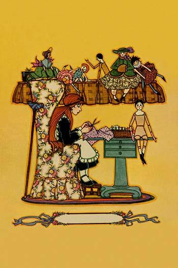 Young Girl cuts Patterns for a Collection of Dolls Poster Print by Home Arts - Item # VARBLL0587247347