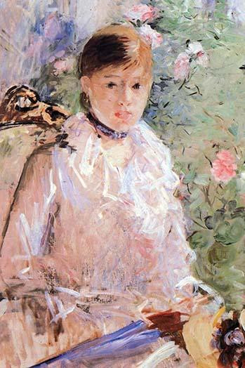 Young Beautiful woman at the window wears a choker and sits on sofa Poster Print by Berthe  Morisot - Item # VARBLL0587258578
