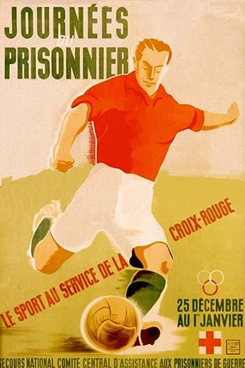 A poster promoting the Red Cross and it's assistance to prisoners of war and the use of soccer as an activity. Poster Print by Pierre Fix-Masseau - Item # VARBLL0587284951