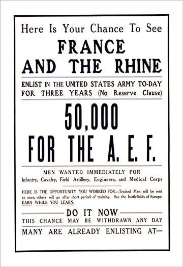 Enlist for three years for the American Expeditionary Force. Poster Print by unknown - Item # VARBLL0587215216
