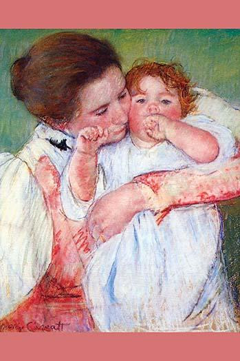 Mother in an apron holds a teething baby in her arms Poster Print by Mary  Cassatt - Item # VARBLL0587257776