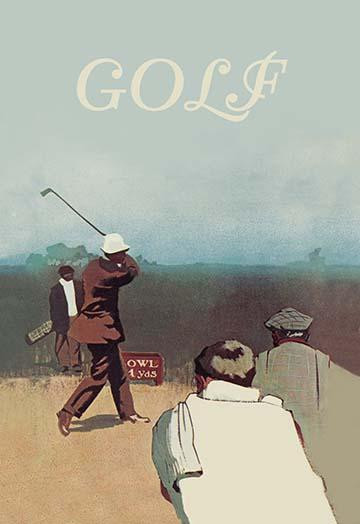 Vintage illustration of golfers taking swings on a range. Poster Print by unknown - Item # VARBLL0587009195