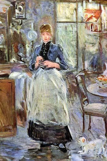 Woman wearing apron is apparently working between the kitchen and dining room Poster Print by Berthe  Morisot - Item # VARBLL0587258497