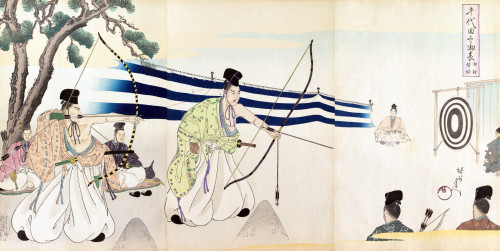 Samurai in target practice in a competition Poster Print by Chikanobu - Item # VARBLL0587649399