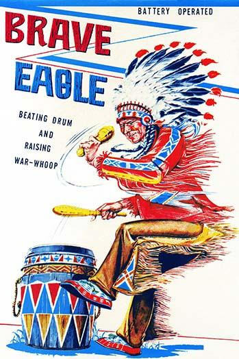 The original box art for a tin toy featuring a native American. Poster Print by Unknown - Item # VARBLL0587251042