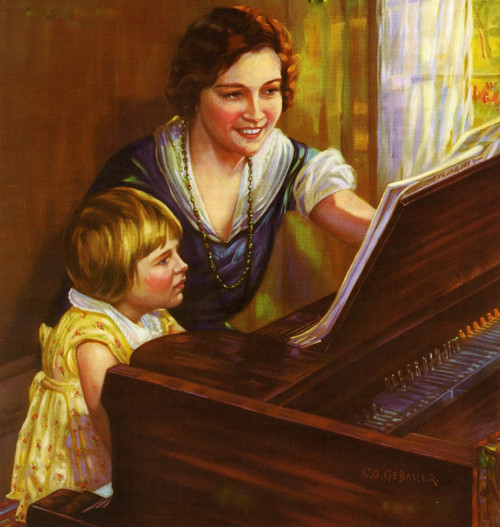 Mother Teaches her daughter the Piano Poster Print by C.O. Gebauer - Item # VARBLL0587435828