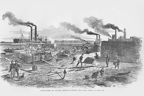 Mortar Battery Floating Barges Poster Print by Frank  Leslie - Item # VARBLL0587324325
