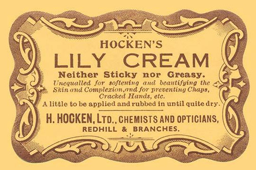 A dermatological cream to cure chapped hands .  Taken from a vintage medicine bottle label. Poster Print by unknown - Item # VARBLL0587268239