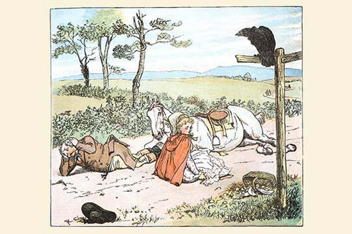 A raven spooked the Farmers horse and he tumbled to the ground with his daughter Poster Print by Randolph  Caldecott - Item # VARBLL0587316691