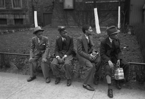 African American Boys waiting outside of Episcopal Church to see the processional, South Side of Chicago, Illinois Poster Print - Item # VARBLL058744946L