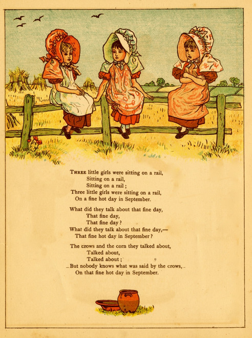Three girls sit on a fence in September Poster Print - Item # VARBLL058759550L