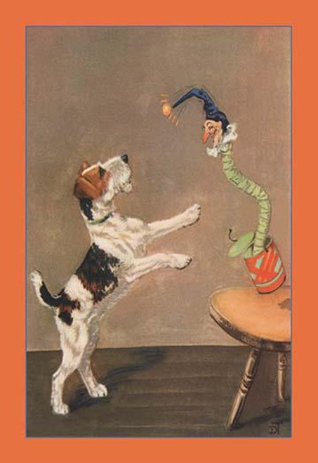 A wire haired fox terrier with a jack in the box. Poster Print by Diana Thorne - Item # VARBLL0587118431