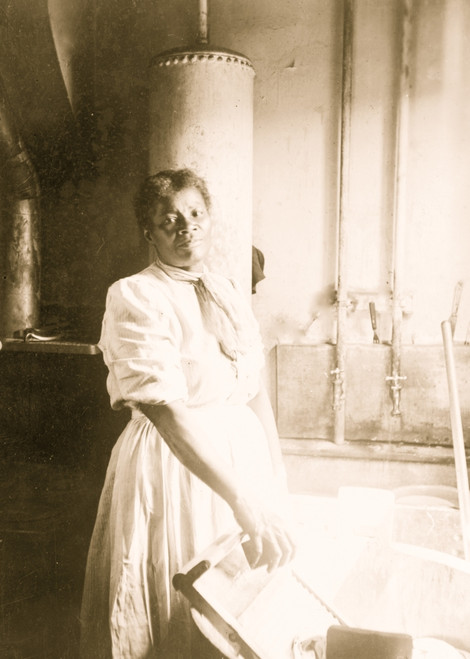 African American woman, three-quarter length portrait, standing, facing front, doing laundry at wash tub, in Washington, D.C. Poster Print - Item # VARBLL0587634766