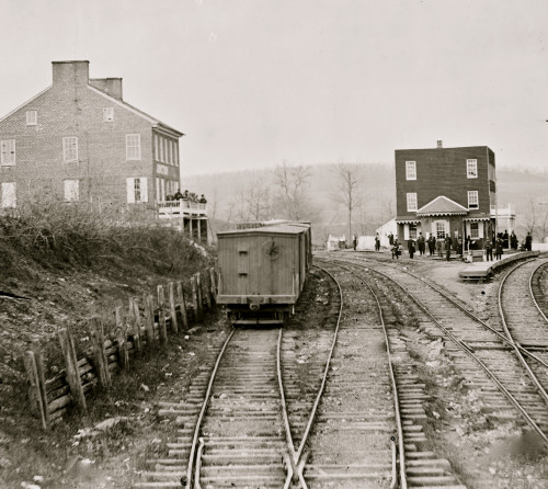 Hanover Junction, Pennsylvania. View of railroad station and boxcars Poster Print - Item # VARBLL058752300L