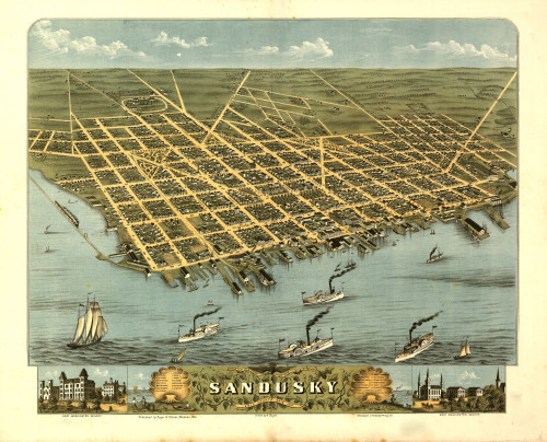 Bird's-eye-view of the city of Sandusky, Erie County, Ohio 1870 Poster Print - Item # VARBLL058757048L