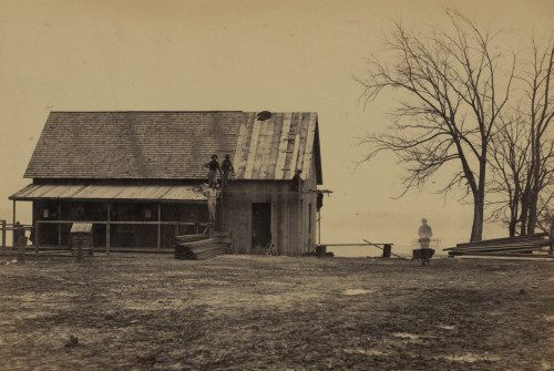 Workers constructing a wood building Poster Print - Item # VARBLL058745347L