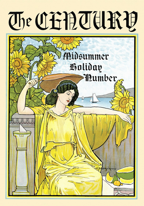 A woman sits with a fan over her head. Poster Print by  Louis Rhead - Item # VARBLL058741507x A woman sits with a fan over her head. Poster Print by  Louis Rhead - Item # VARBLL058741507x