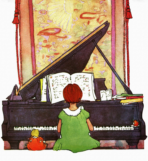 Young Girl facing paino with a doll on her bench Poster Print - Item # VARBLL0587435488 Young Girl facing paino with a doll on her bench Poster Print - Item # VARBLL0587435488
