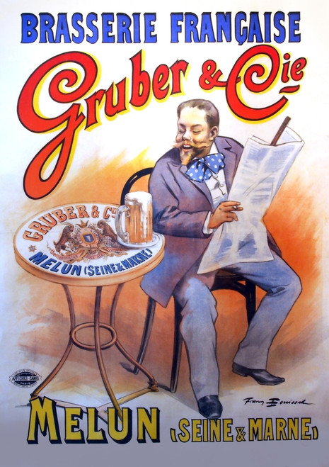 Brasserie Fran?aise Gruber & Cie.  Etienne Maurice Firmin Bouisset was a French painter, poster artist and printmaker. Poster Print by Firmin Bouisset - Item # VARBLL0587432853