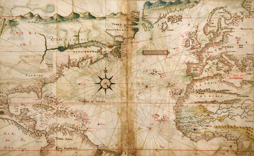 Portugese Navigational Map of the North Atlantic - 1630 Poster Print
