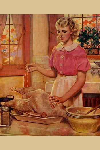 Young Mother Sews up a Turkey Poster Print by Home Arts - Item # VARBLL0587247509