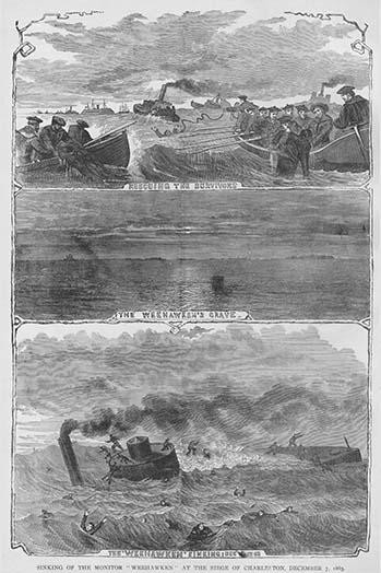 Monitor "Weehawken" Sinks during the siege of Charleston Poster Print by Frank  Leslie - Item # VARBLL0587332700