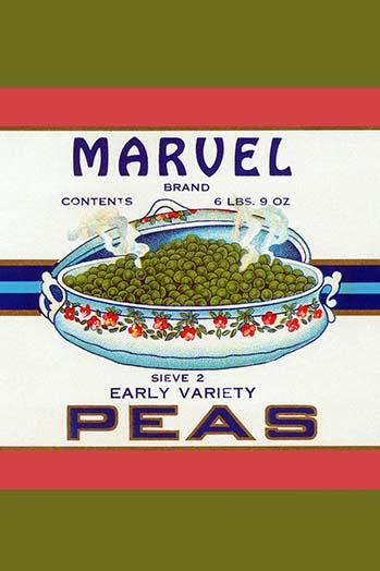 Original can label for Marvel Brand Early Variety Peas. Poster Print by unknown - Item # VARBLL0587334711
