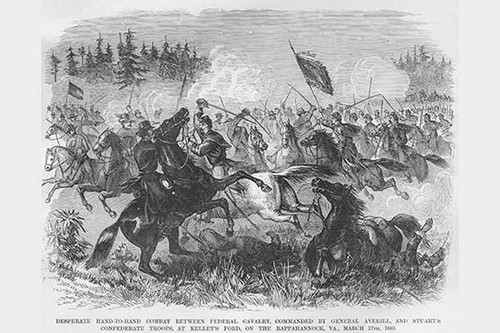 JEB Stuart & General Averill Battle at Kelly's Ford on the Rappahannock Poster Print by Frank  Leslie - Item # VARBLL058732886x