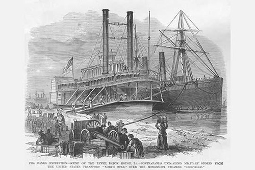 Contrabands Unload stores for the army at Baton Rouge, Louisiana. Steamers "North Star" and "Iberville" Poster Print by Frank  Leslie - Item # VARBLL0587328630